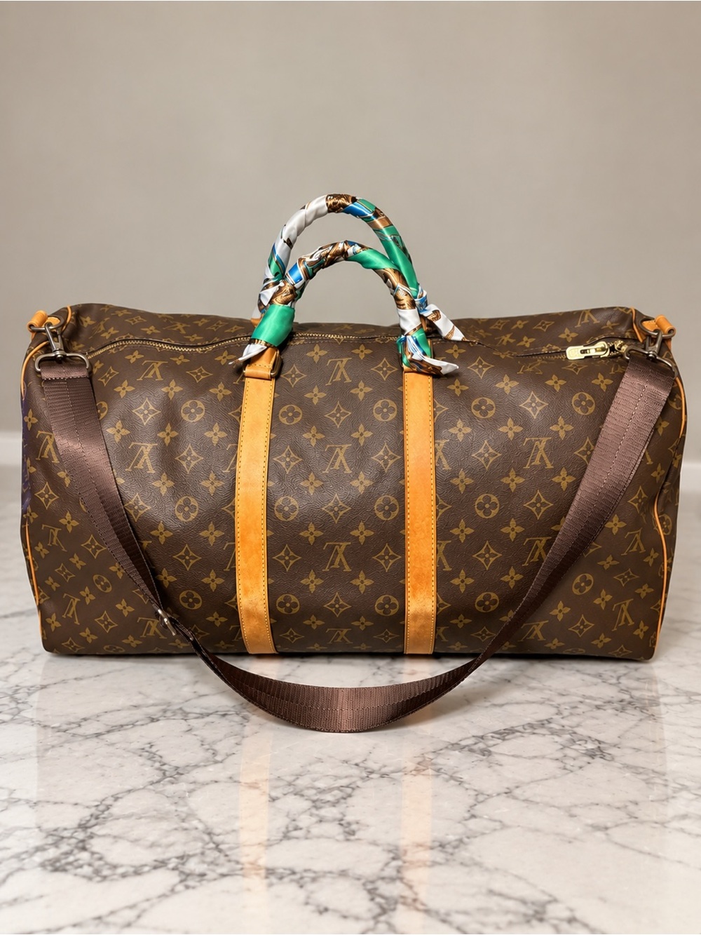 Louis Vuitton Monogram Keepall 55 Bandoulière Duffel w/ Unbranded Shoulder Strap
